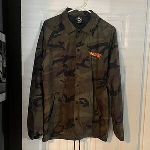 Thrasher Men's Green and Brown Camo Windbreaker
